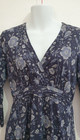 Vintage Dress Cambridge Dry Goods Navy Blue Floral V Neck Cross Over Size M Uk12