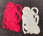 Vintage Cocktail Napkins Madeira Hand-embroidered Cutout Monkeys  Set Of 2