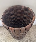 Old Rush Woven Oak Strap Bent Wood Wicker Basket Decorative 13 5   x10   