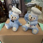 Chef Blue Bear Ceramic Salt   Pepper Shaker Set   Stoppers Made In Korea