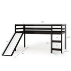 Twin Size Loft Bed With Slide Wood Low Sturdy Loft Bed For Kids Bedroom Espresso