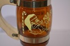 Vintage Siesta Ware Santa s Land Putney Vermont Brown Barrell Mug Souvenir Glass