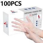 100pcs Disposable Tpe Gloves Waterproof Household Kitchen Bathroom Cleaning