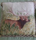 Set Of 2 Handmaid Wool Needlepoint Pillows Deer Elk Lknew