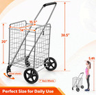 Grocery Cart   Folding Shopping Cart With Wheels  66 Lb Max  Medium