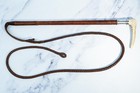Herm  s Riding Crop Vintage Leather Sterling Silver Horse Whip Equestrian
