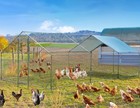 20 X 10 Ft Large Metal Chicken Coop  Walk-in Poultry Cage Chicken Hen Run House