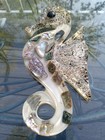 Vintage Sea Horse Mcm Lucite Resin Wall Art Abalone Set Mother Pearl Decor