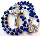 Beautiful   Durable Lapis Lazuli Gemstone Catholic Rosary With Silver Crucifix
