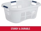 Rubbermaid Large Hip-hugger Laundry Basket hamper  1 5 Bushel  White 