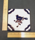 Terra Cotta Glazed Hand Painted Ceramic Tile Blue Bird Trivet 6  Square