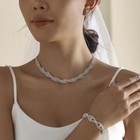 Silver Jewelry Sets For Women Rhinestone Necklace Dangle Earrings Bracelet Se   