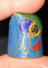Vintage Cloisonn   Owl Thimble Chinese Enamel Sewing Collectable
