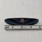 Vintage Abalone Inlay Hair Barrette Clip Small White Center Flower Black Blue