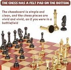 Metal Chess Set - Wooden Board - Metal Handcrafted Chessmen - 2 Extra Queens