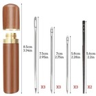 11pcs Leather Needles Lacing Hand Sewing Stitching Tools W  Wood Organizer Case