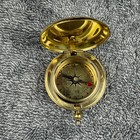 Vintage Style Solid Brass Pocket Compass Gold Nautical Maritime Navigation Tool