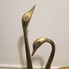 Pair Of Tall Vintage Solid Brass Swans Geese 17  And 11  Mcm Mid Century Statues