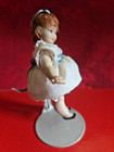 3  Dollhouse Miniature Young Girl Porcelain   Cloth Doll Dressed In White   Blue