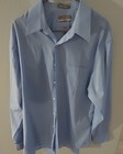 Van Heusen Fitted Satin Stripe Wrinkle Free Long Sleeve Dress Shirt Blue