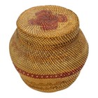 Antique Pacific Northwest Native American Makah Woven Bulbous Basket   Lid C1920