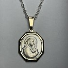 925 Sterling Silver Pendant Mary Mother Baby Jesus Medal On 2 2mm Chain 24    New