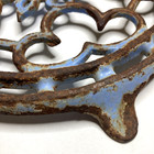 Antique French Cast Iron Trivet Blue Rusted Shabby Chic Aged 7 75 