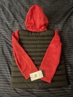Jordan Boys 9-10y Black red Colorblock Hooded Puffer Full Zip Pockets Logo