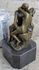 Signed Agustine Rodin The Kiss Bronze Sculpture Statue Marble Base Figurine Nude