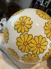 Vintage 60   s Mcm Milk Glass Globe Daisy Pendant Swag Hanging Lamp Light