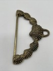 Vintage Jacmore Co  Sea Shell Brass Bell Pull Tapestry Hardware 2 Pc Hanger Set