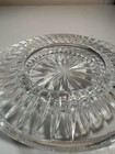Vintage Cut Glass Crystal Cigar Ashtray Round Starburst Heavy Clear Glass