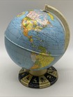 Vintage Ohio Art Tin Litho World Globe 10    Black   Gold Zodiac Constellations
