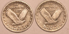  2  Standing Liberty Quarters - 1929 1930 - Vg -  5408d - Free Shipping