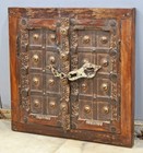Antique Wooden Wall D  cor Window Panel With Frame Original Old Fine Carved Metal