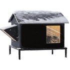 Outdoor Cat House With Heating Pad Waterproof Cat Kitty Shelter Safe Escape Door
