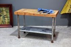 Vintage Industrial Chef Butcher Block Top Kitchen Island Antique Counter Table