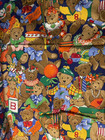 Vtg Vip Cranston Teddy Bear Fabric Storybook Americana Cotton 1 Yard X 44 