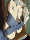 Kuru Breeze Women   s Slide Sandals Size 6 Mineral Blue Faded Brown Leather