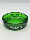 Vintage Lot Of 2 - Beck s Bier Green Glass Ashtray Pub Beer Accessories France