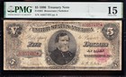 Nice  rare  Choice Fine  1890  5  ornate Back  Treasury Note  Pmg 15  Free Ship 