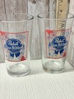 2 Pabst Blue Ribbon Pbr Beer Pint Glass 1844 Logo 16oz Barware Clear Free Ship