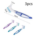 3 Pcs Portable Denture Cleaning Brushes For Effective False Teeth Care