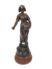 Antique 13 75  French Bronzed Metal Spelter Figural Statue Art Nouveau
