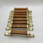 8 X Brass Wood Drawer Pull Cabinet Handle Can Rd 1981 Mcm Vintage