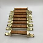8 X Vtg Brass Wood Drawer Pull Cabinet Handle Can Rd 1981 Mcm Mid Century Mod