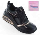 Skechers Shoes Women s Black Gold Air Uno Memory Foam Sport Comfort Wedge 177810