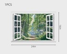  Fake Window Wall Decal - Road In The Forest Faux Window Wall Mural For Wall 