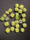 25 Vintage Indian Glass Trade Beads -  b1466  Fancy Chevron 9mm Lot