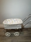 Vintage White  Wicker  And Metal Baby Doll Stroller Teddy Bears